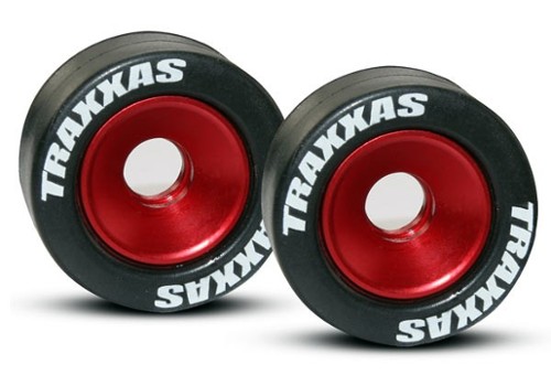 Red Wheelie Bar Wheels and Rubber Tires (TRA5186)